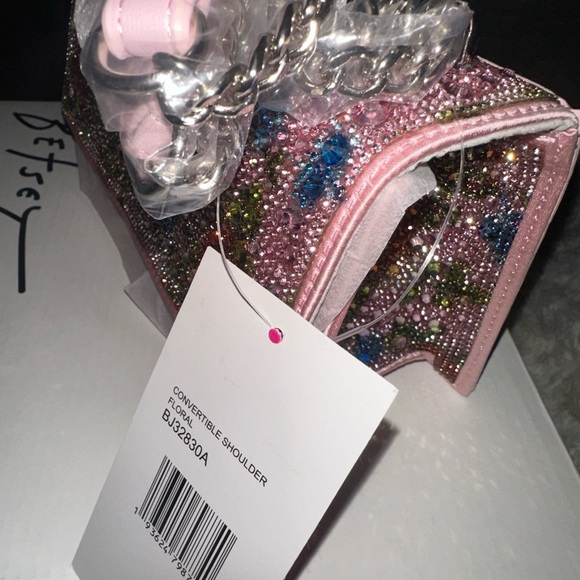 Betsey Johnson Sparkling Pink Multicolor Gem Wristlet/Long purse/crossbody - Picture 6 of 7
